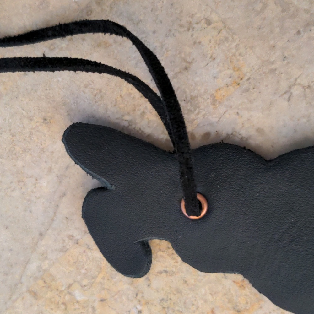 Handmade Genuine Leather Minimalist Bunny Rabbit Bag Charm Black #02 - Picture 4 of 7